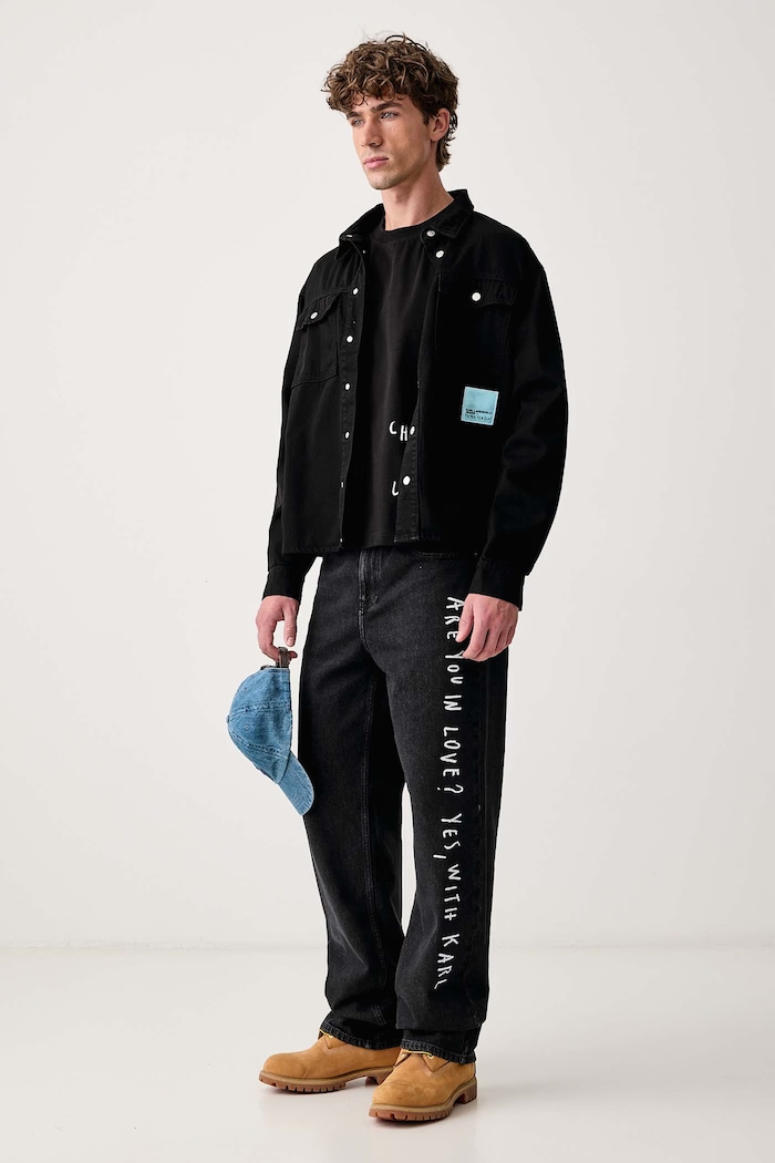 Karl Lagerfeld Jeans Tričko pánské bavlněné x Pietro Terzini B4M17073 černá AW26