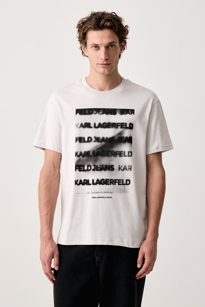 Karl Lagerfeld Jeans Tričko pánské bavlněné šedá B4M17028