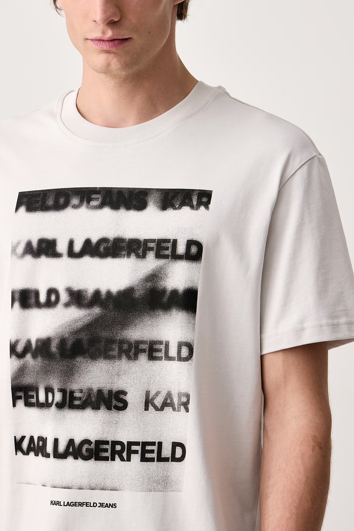 Tričko pánské bavlněné Karl Lagerfeld Jeans B4M17028 šedá