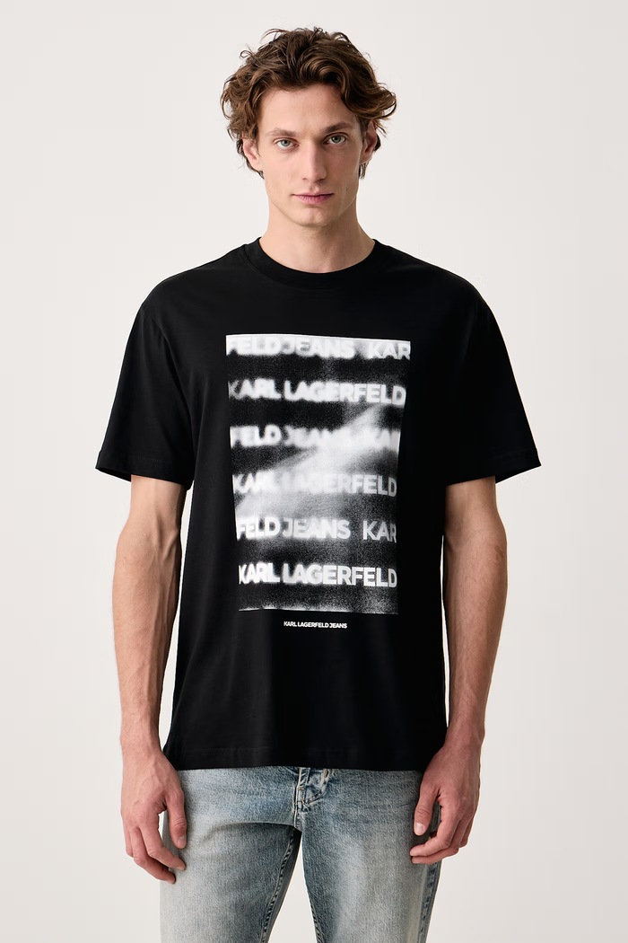 Karl Lagerfeld Jeans Tričko pánské bavlněné černá B4M17028