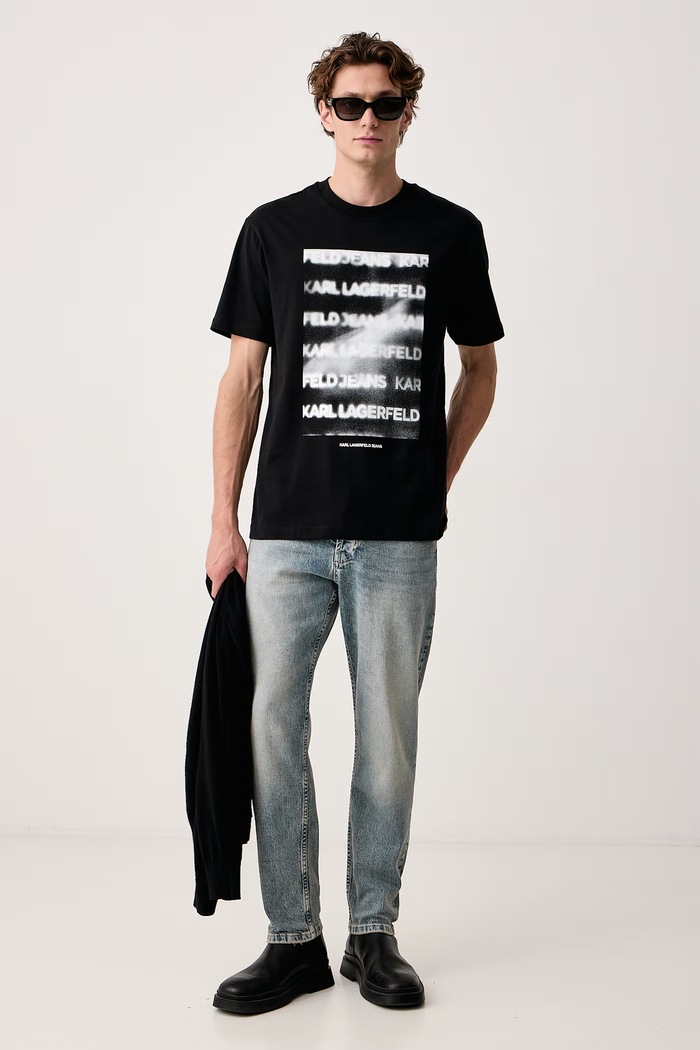 Karl Lagerfeld Jeans Tričko pánské bavlněné B4M17028 černá AW26