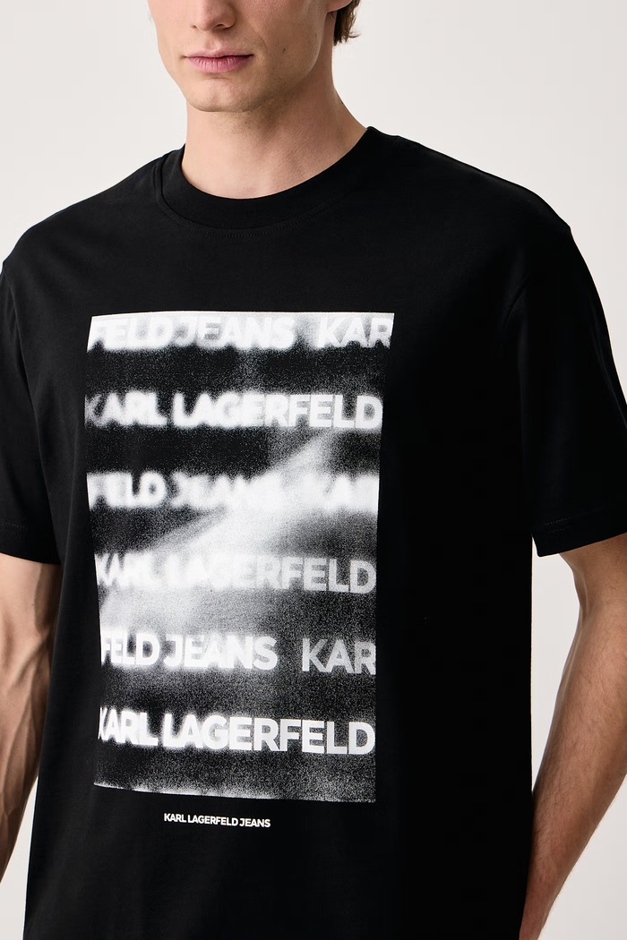 Tričko pánské bavlněné Karl Lagerfeld Jeans B4M17028 černá
