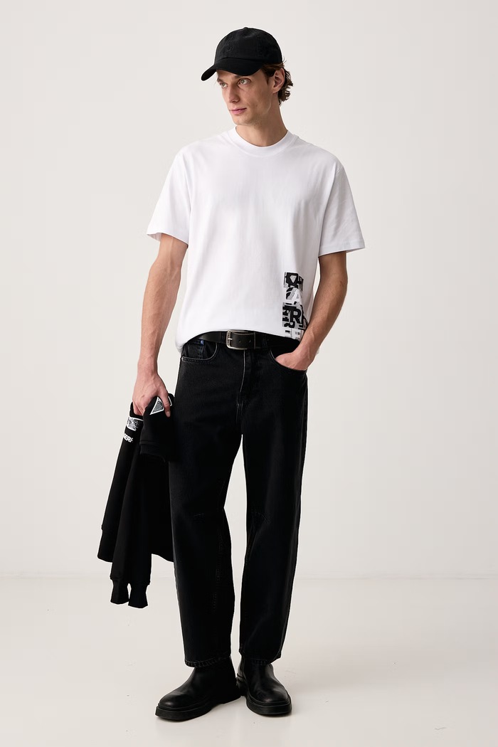 Karl Lagerfeld Jeans Tričko pánske bavlnené B4M17027 biela AW26