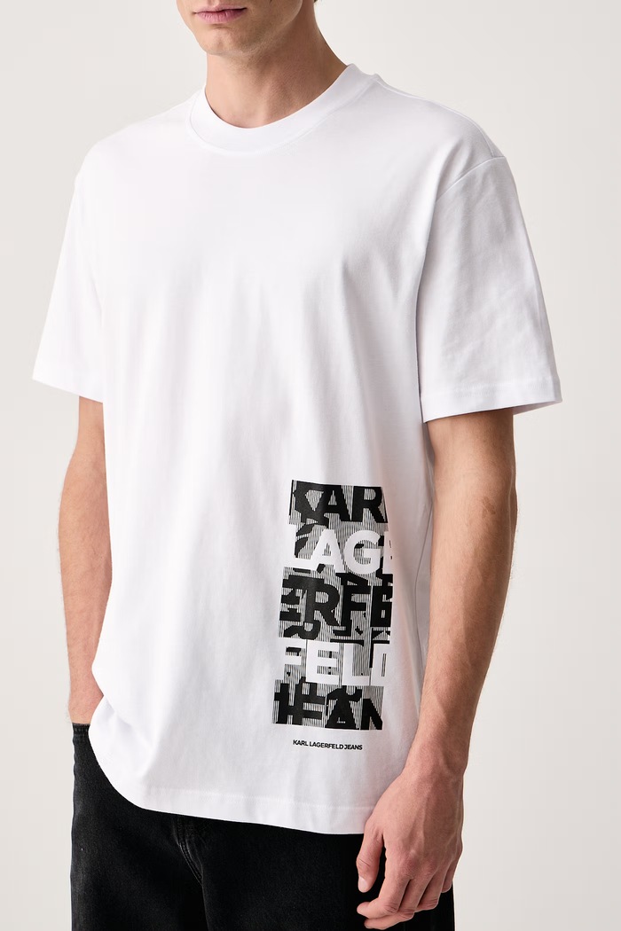 Tričko pánske bavlnené Karl Lagerfeld Jeans B4M17027 biela