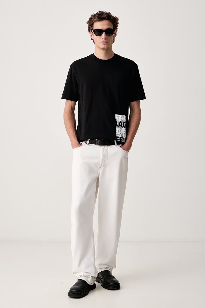 Karl Lagerfeld Jeans Tričko pánske bavlnené B4M17027 čierna AW26