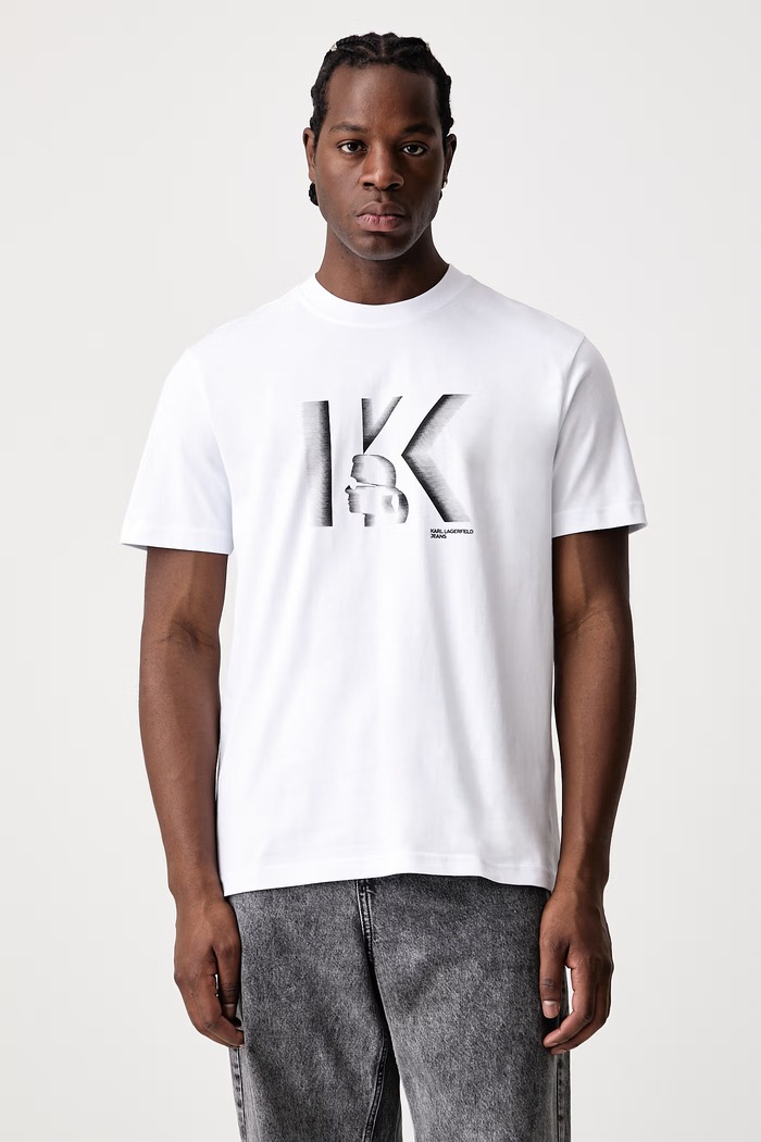 Karl Lagerfeld Jeans T-shirt męski bawełniany biały B4M17026
