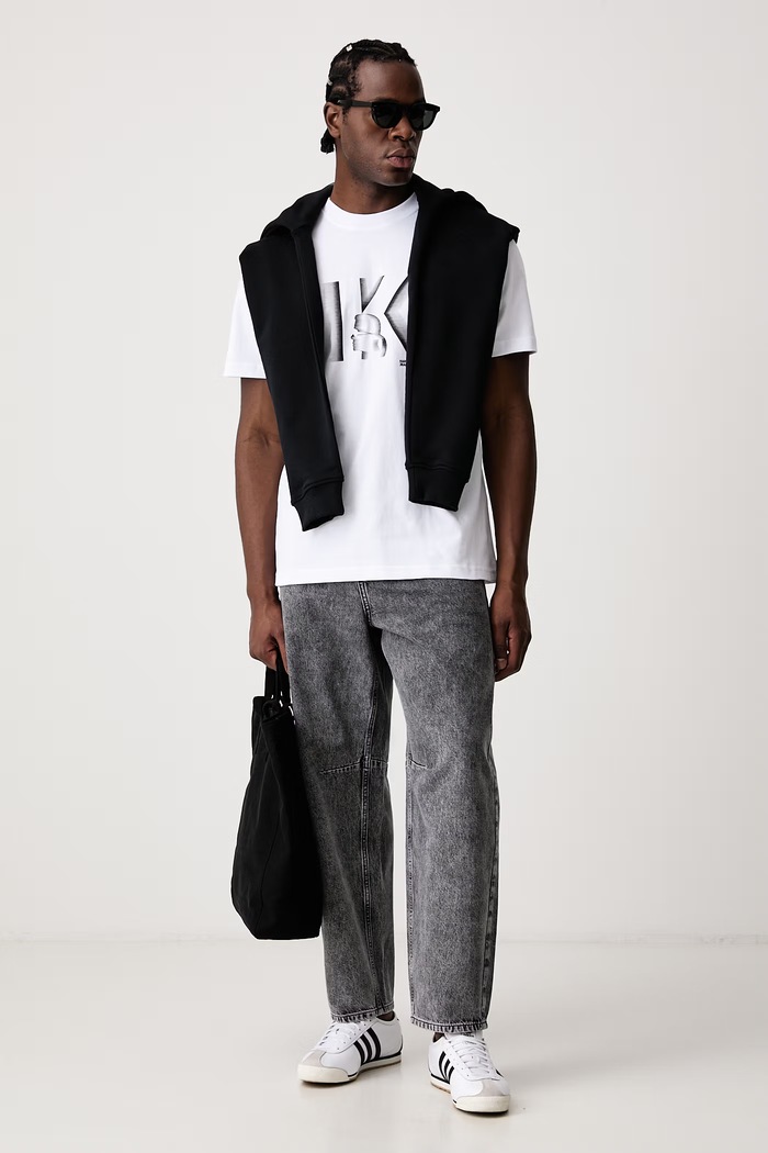 Karl Lagerfeld Jeans T-shirt męski bawełniany B4M17026 biały AW26