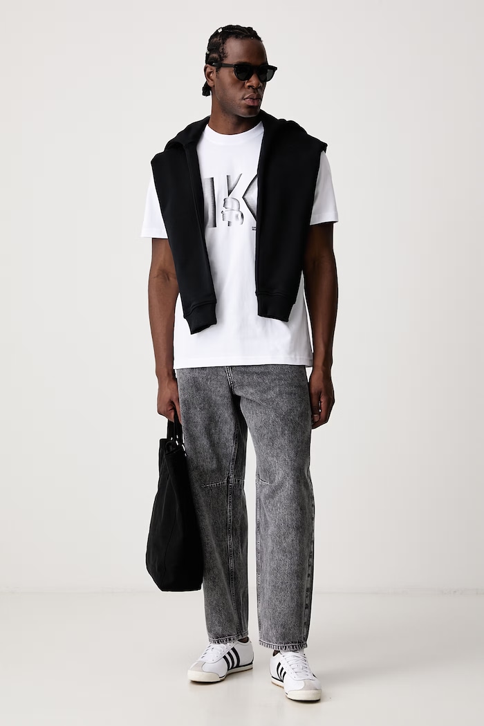 Karl Lagerfeld Jeans T-shirt męski bawełniany B4M17026 biały AW26