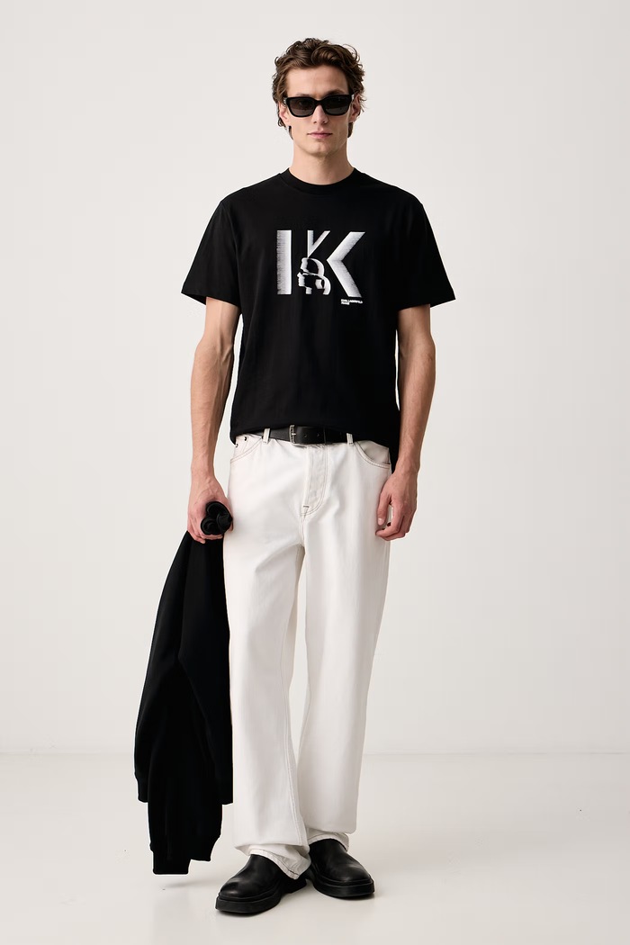 Karl Lagerfeld Jeans Majica za muškarce od pamuka B4M17026 crna AW26