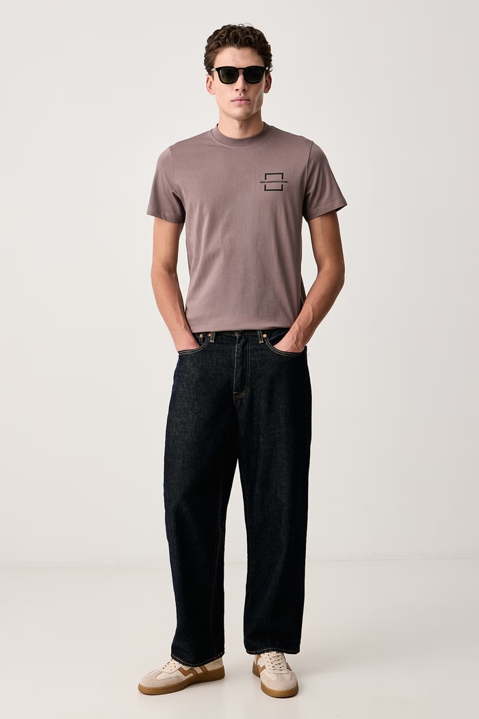 Karl Lagerfeld Jeans T-shirt męski bawełniany B4M17024 brązowy AW26