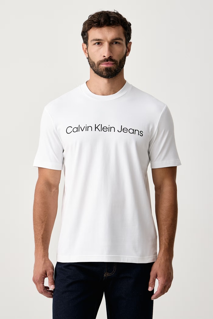 Calvin Klein Jeans T-shirt męski bawełniany z elastanem biały LV04RAB810