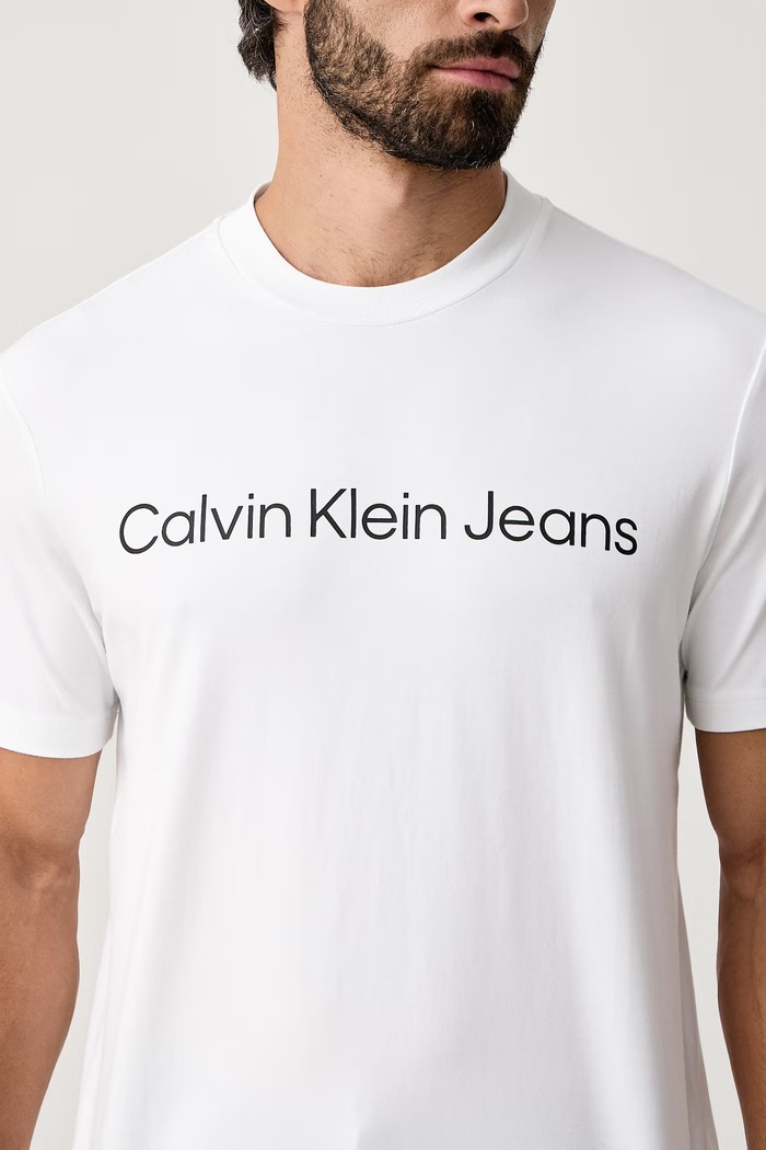 T-shirt męski bawełniany z elastanem Calvin Klein Jeans LV04RAB810 biały
