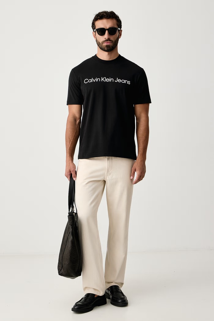 Calvin Klein Jeans T-shirt męski bawełniany z elastanem LV04RAB810 czarny AW26
