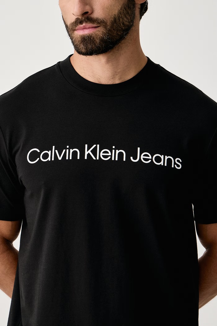 T-shirt męski bawełniany z elastanem Calvin Klein Jeans LV04RAB810 czarny