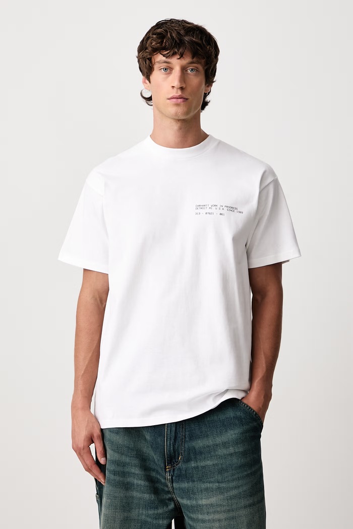 Odzież Carhartt WIP Feather Progress T-Shirt bawełniany męski I037227 biały