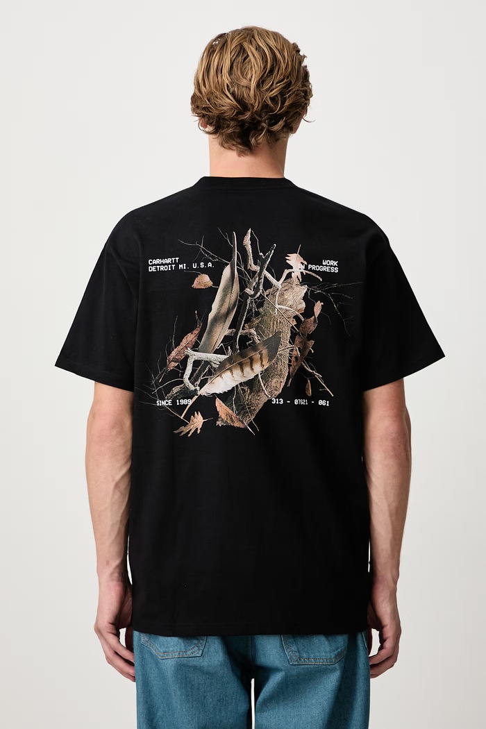 Carhartt WIP Feather Progress T-Shirt тениска от памук мъжка черен I037227