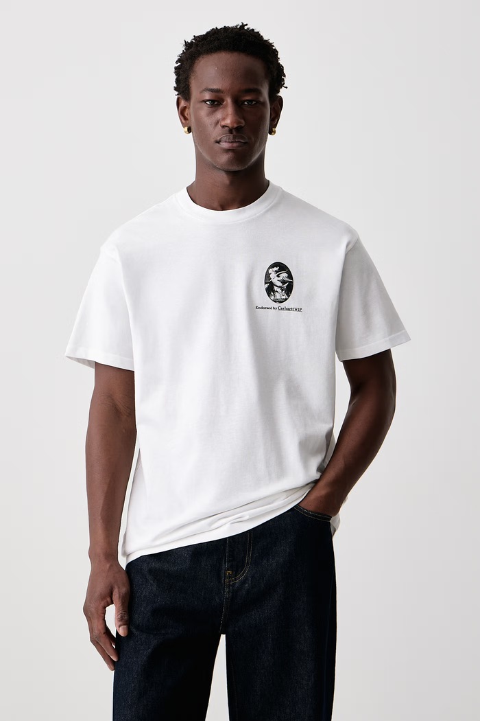 Vote T-Shirt bawełniany męski Carhartt WIP I037269 biały