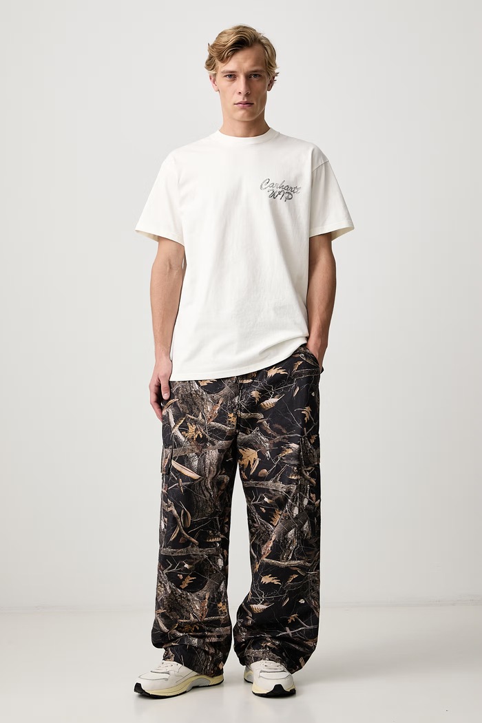 Carhartt WIP Hatching Script T-Shirt bawełniany męski I037258 beżowy AW26