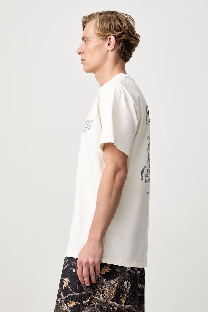 Hatching Script T-Shirt bawełniany męski Carhartt WIP I037258 beżowy