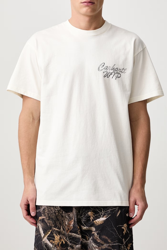 Hatching Script T-Shirt bawełniany męski Carhartt WIP beżowy I037258