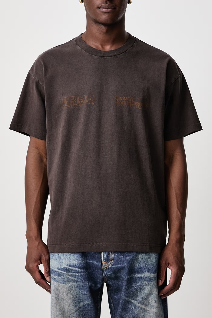 Boxed T-Shirt T-shirt bawełniany męski Carhartt WIP brązowy I037256
