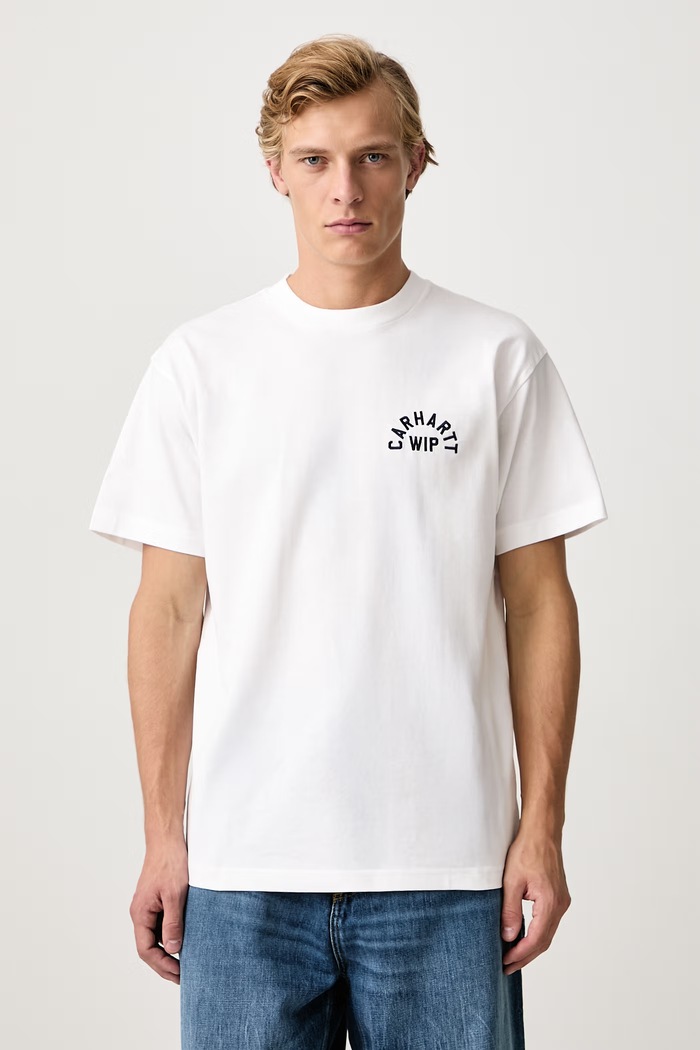 Odzież Carhartt WIP Arch Script T-Shirt bawełniany męski I037255 biały