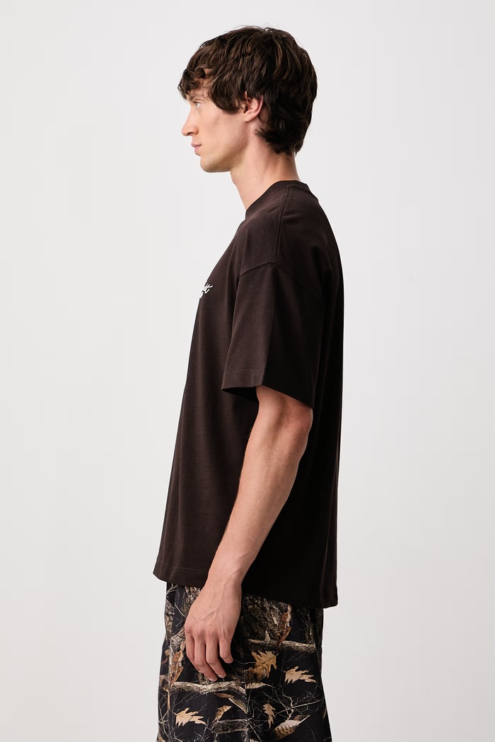 Signature Script T-Shirt bawełniany męski Carhartt WIP I033828 brązowy