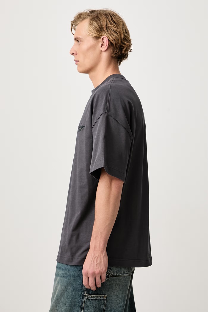 Signature Script T-Shirt in cotone da uomo Carhartt WIP I033828 grigio
