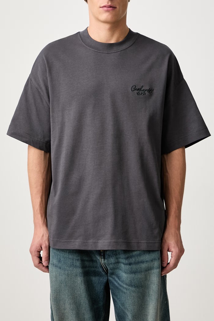Signature Script T-Shirt in cotone da uomo Carhartt WIP grigio I033828