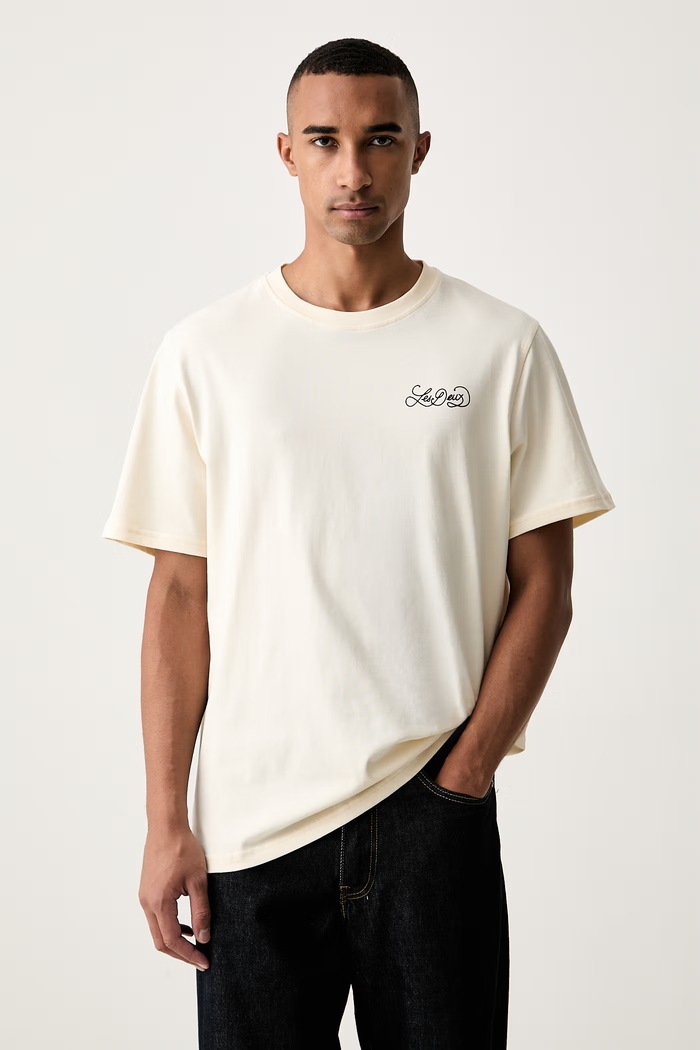 Les Deux T-shirt męski bawełniany Orchard beżowy 1002488