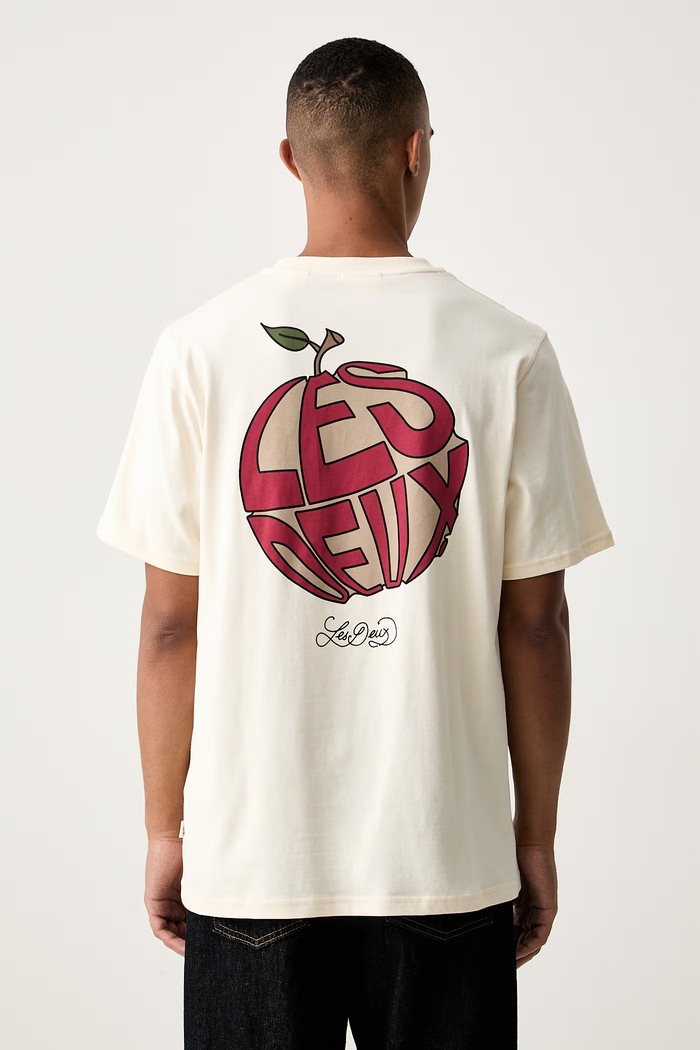 Odzież Les Deux T-shirt męski bawełniany Orchard 1002488 beżowy