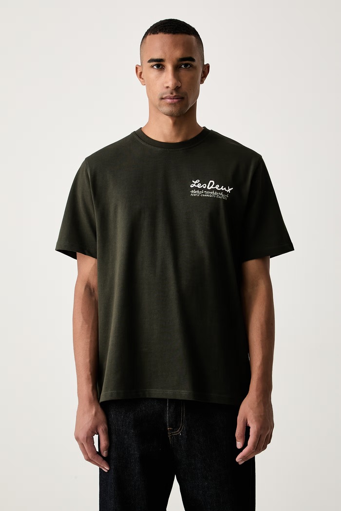 Odzież Les Deux T-shirt męski bawełniany 1002484 zielony