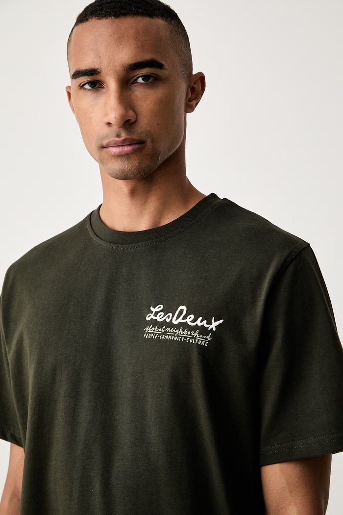 Les Deux T-shirt męski bawełniany zielony 1002484