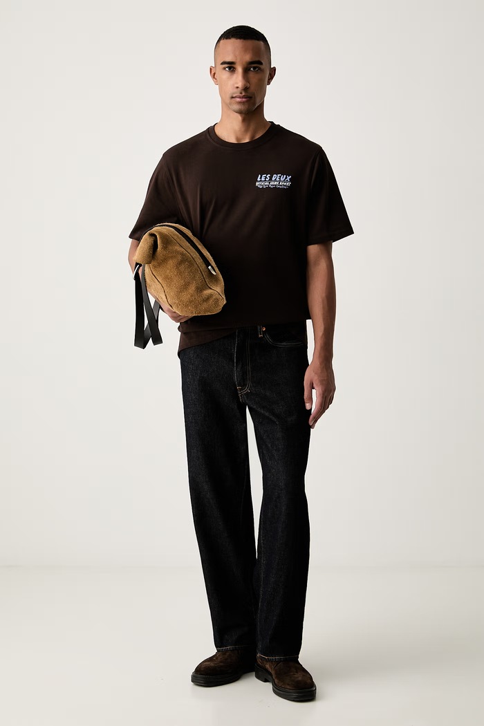 Les Deux T-shirt męski bawełniany 1002479 brązowy AW26