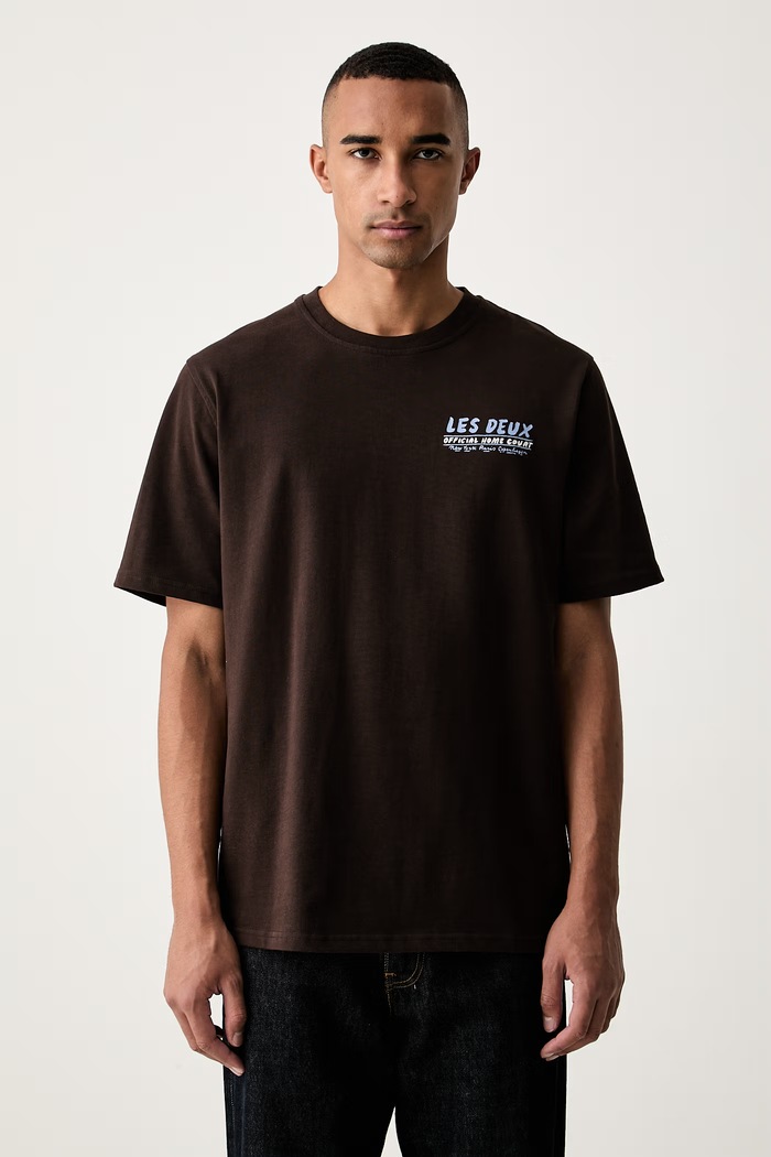 Odzież Les Deux T-shirt męski bawełniany 1002479 brązowy