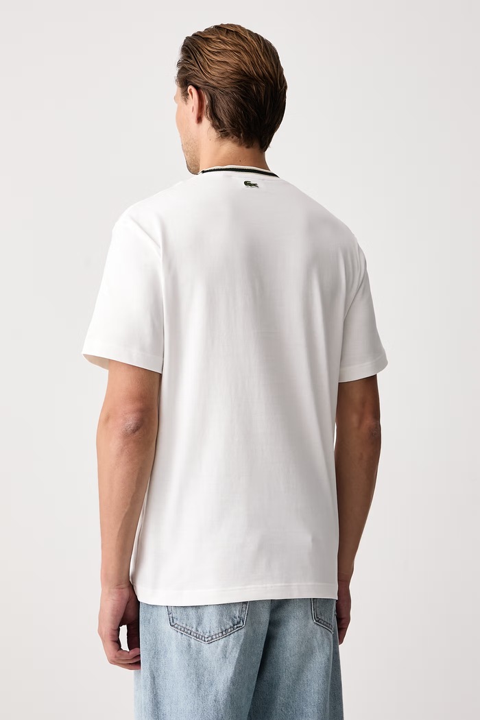 Lacoste T-shirt męski bawełniany TH8611 beżowy AW26