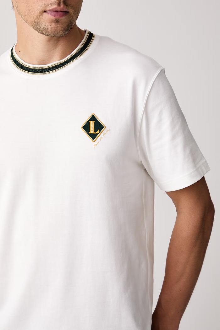 Odzież Lacoste T-shirt męski bawełniany TH8611 beżowy