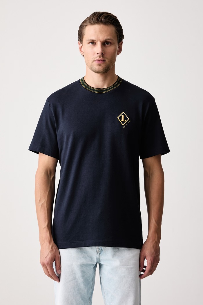 Lacoste T-shirt męski bawełniany granatowy TH8611