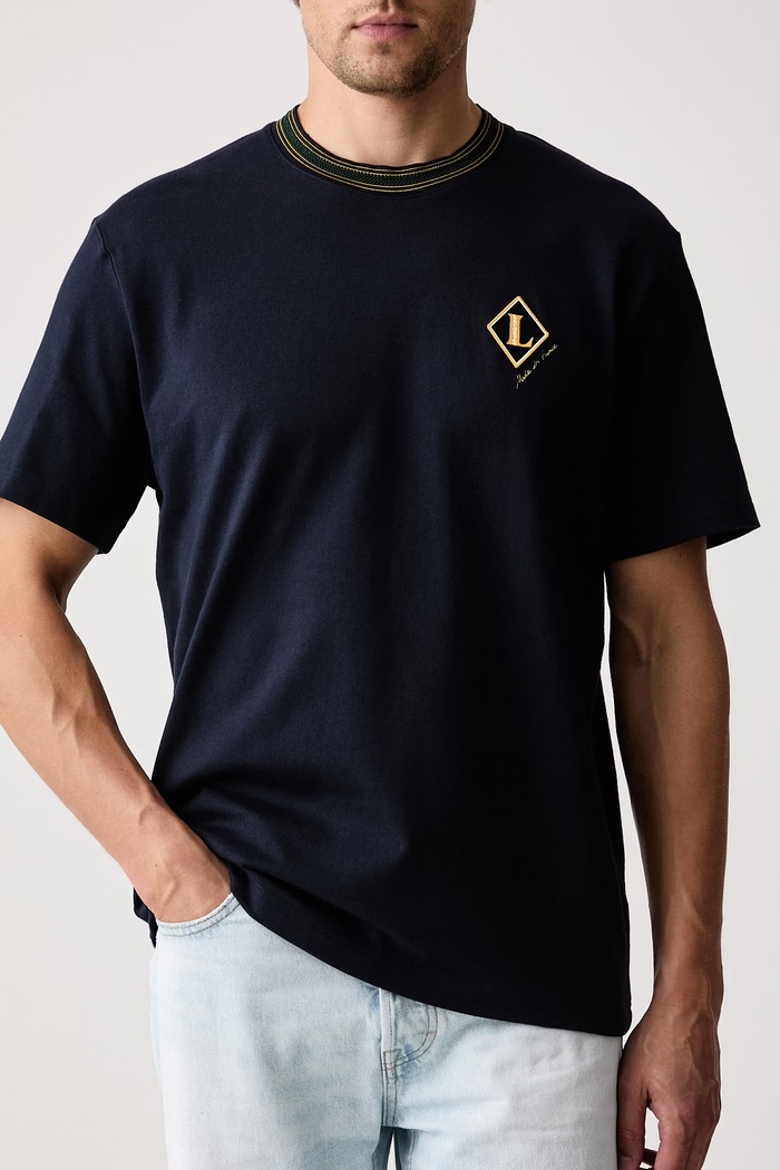 Odzież Lacoste T-shirt męski bawełniany TH8611 granatowy