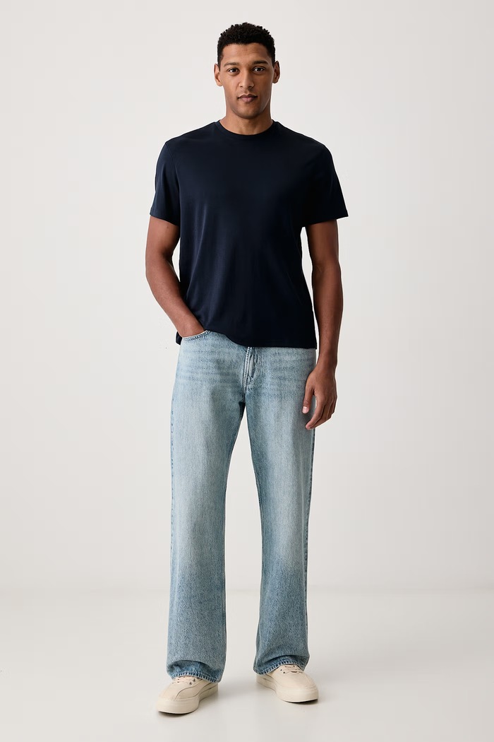 Calvin Klein T-shirt męski bawełniany LV040BM239 granatowy AW26