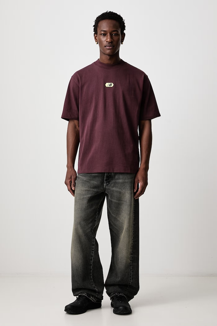 New Balance T-shirt bawełniany męski MT62D1MAYLR bordowy AW26