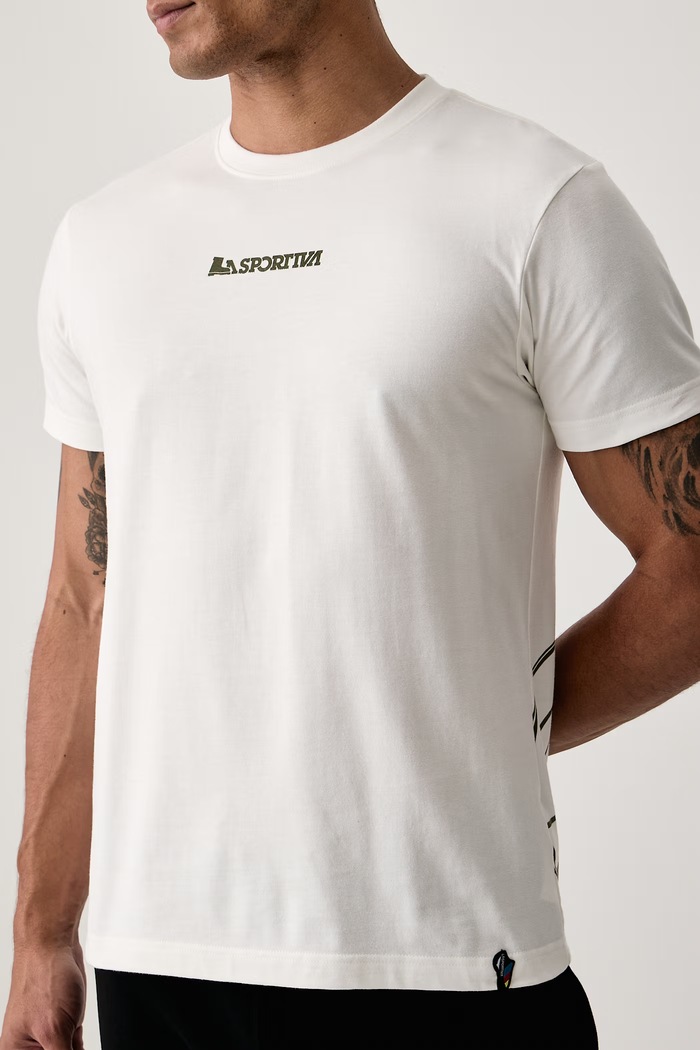 T-shirt męski bawełniany Eighties Logo La Sportiva ZACT246 biały