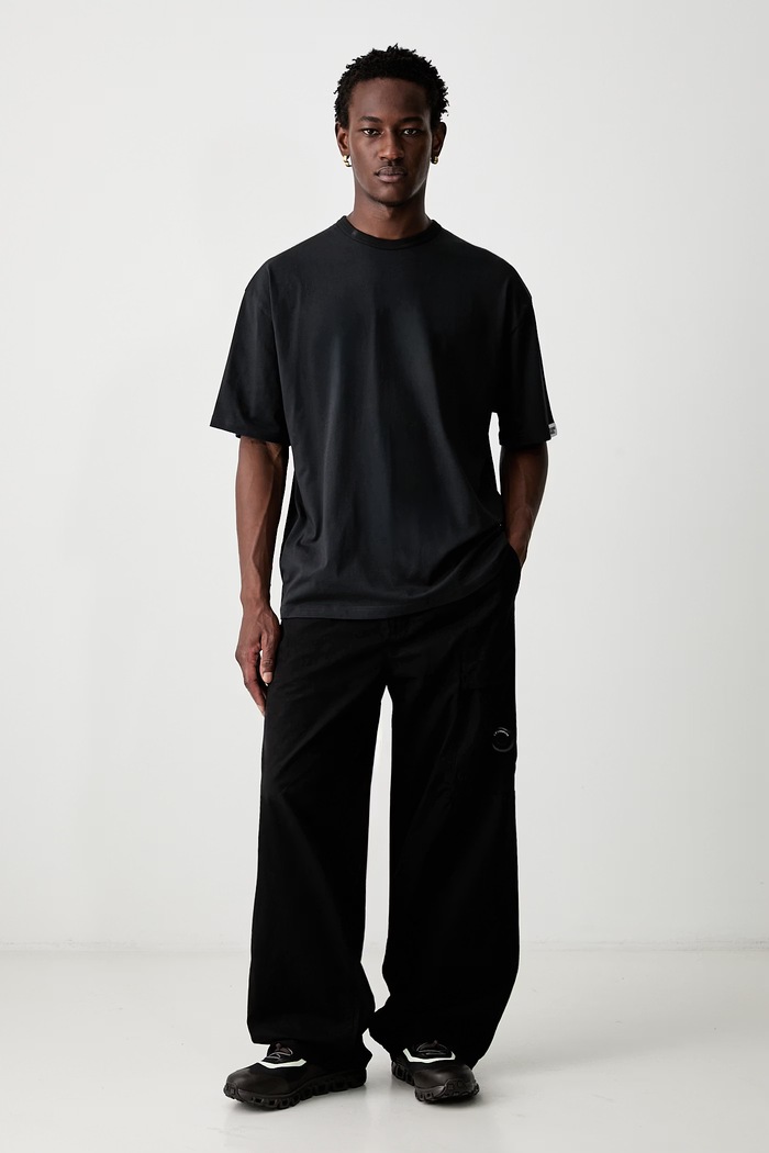 Neighborhood T-shirt męski z bawełną 261BWNH.CSM02 czarny AW26