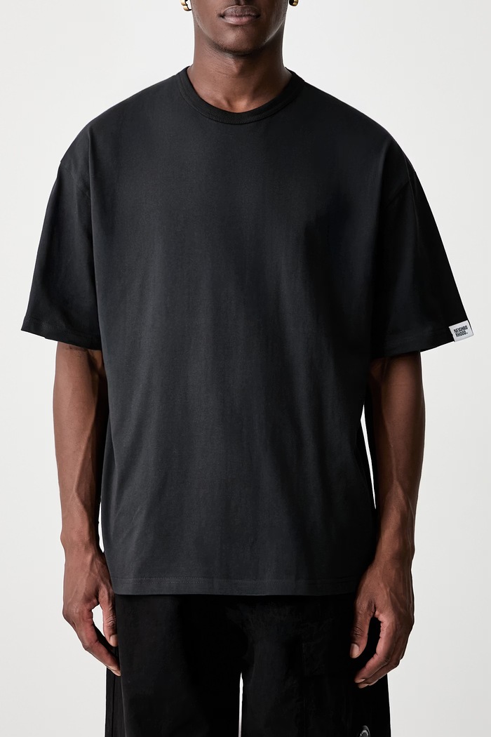 Neighborhood T-shirt męski z bawełną 261BWNH.CSM02 czarny