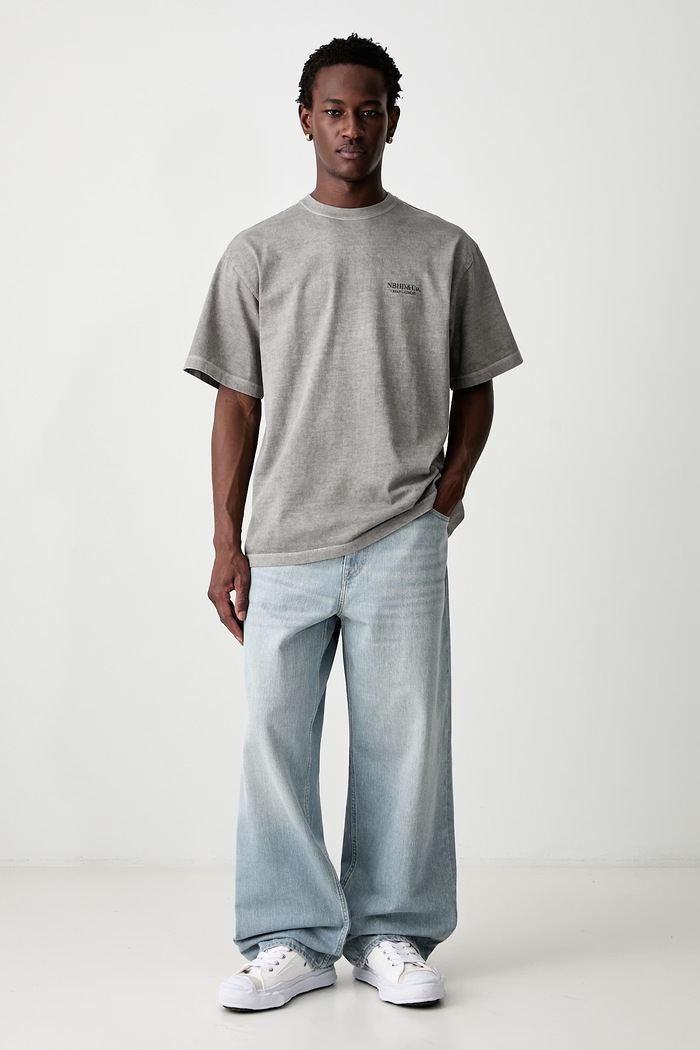 Neighborhood T-shirt bawełniany męski 261FPNH.CSM13 szary AW26