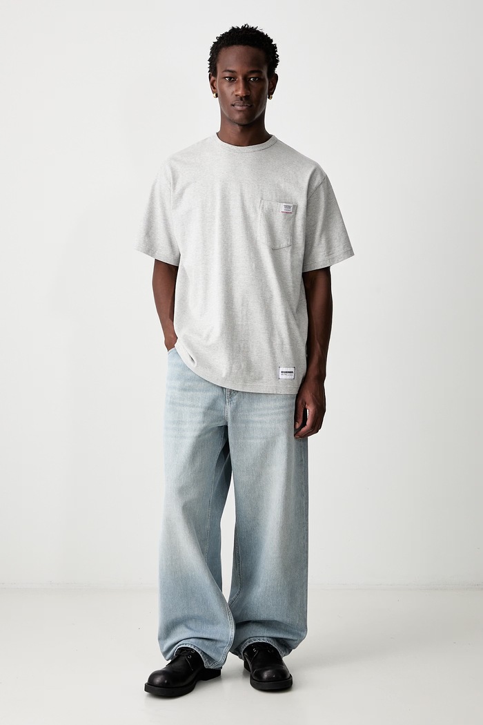 Neighborhood T-shirt bawełniany męski 261FPNH.CSM04 szary AW26