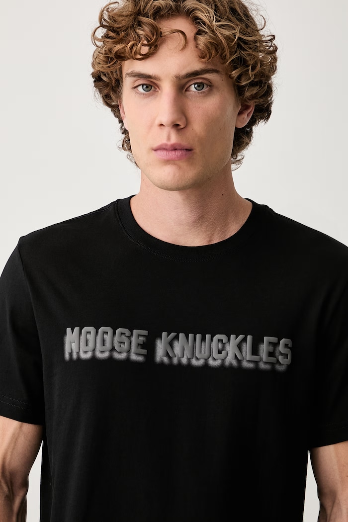 MOOSE KNUCKLES kratka majica moška bombažna črna M36MT719