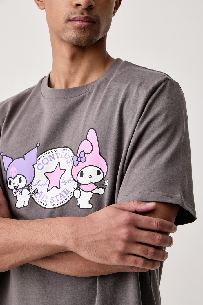 T-shirt męski bawełniany x HELLO KITTY Converse CVM6T518 szary