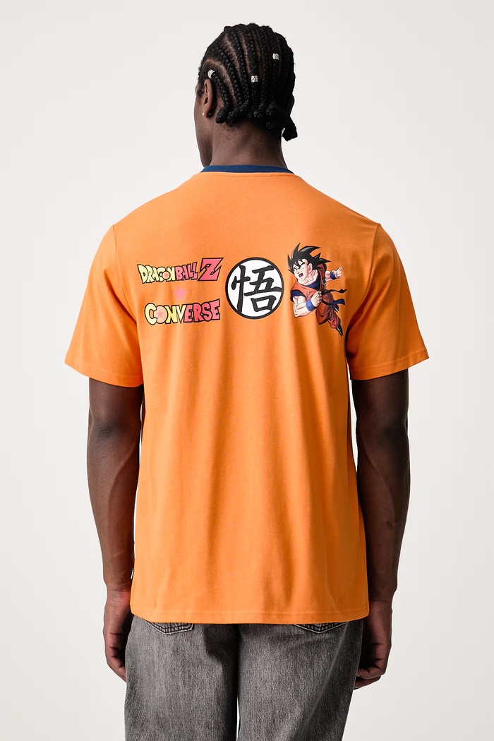 Converse T-shirt męski bawełniany x Dragon Ball Z pomarańczowy CVM6T639