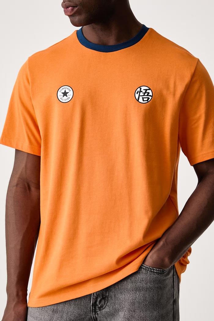 T-shirt męski bawełniany x Dragon Ball Z Converse CVM6T639 pomarańczowy